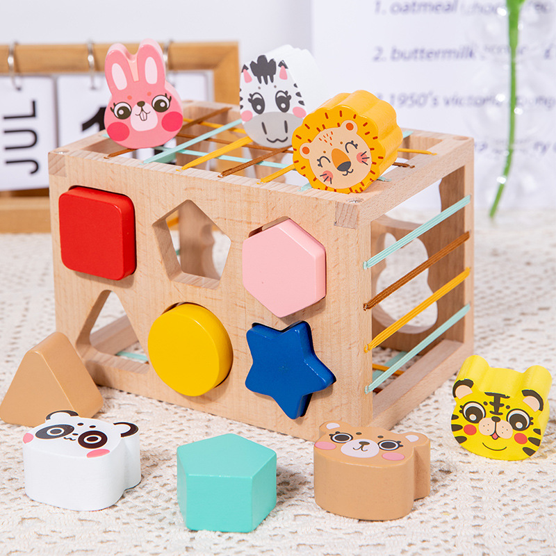 Wooden animal Sesele children's early education shape, color, cognition, grasping, sensory training, puzzle matching toy - Image 2