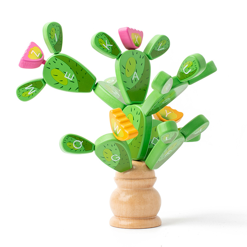 Children's Wooden Variety Cactus Immortal Ball Puzzle Building Blocks Montessori Early Education Puzzle Thinking Training Exercise Toy