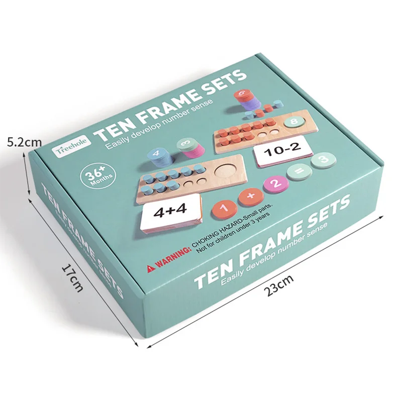 Kindergarten puzzle wooden toy ten grid array addition and subtraction arithmetic ten digit counter for children - Image 5