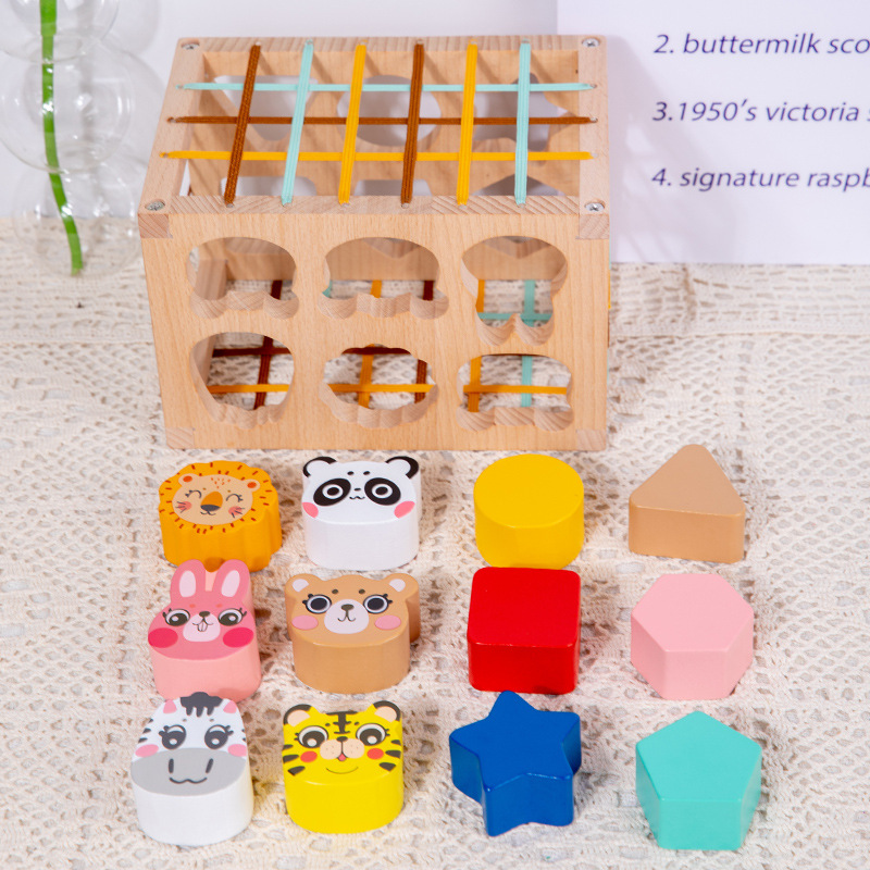Wooden animal Sesele children's early education shape, color, cognition, grasping, sensory training, puzzle matching toy - Image 3