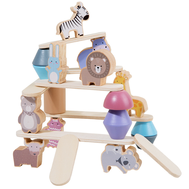 Children's Wooden Dinosaur Animal Stacking Music Balance Building Blocks Kindergarten Puzzle Toy - Image 4