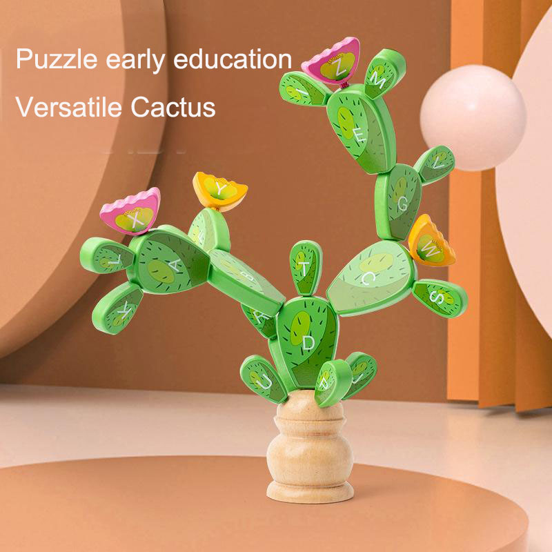 Children's Wooden Variety Cactus Immortal Ball Puzzle Building Blocks Montessori Early Education Puzzle Thinking Training Exercise Toy - Image 2