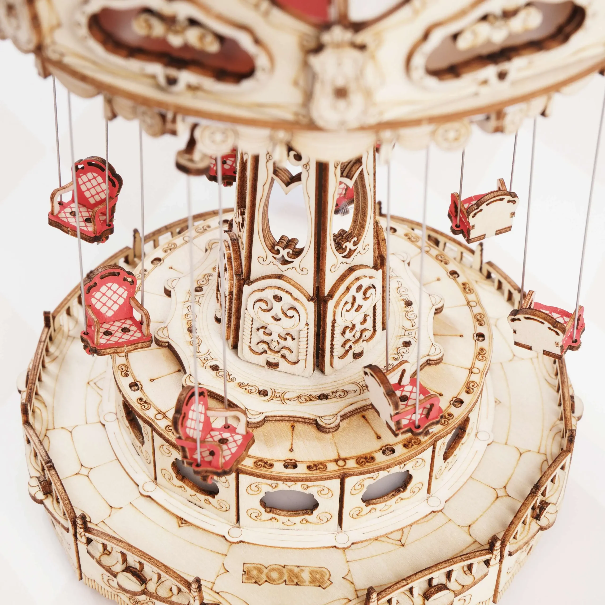 Children's Wooden Puzzle Christmas Gift Magic Amusement Park Wooden Toy DIY Music Box Easy Assembly Swing Model Making Kit - Image 6