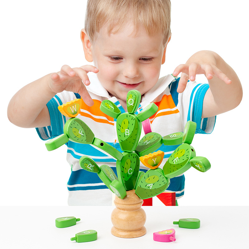 Children's Wooden Variety Cactus Immortal Ball Puzzle Building Blocks Montessori Early Education Puzzle Thinking Training Exercise Toy - Image 3