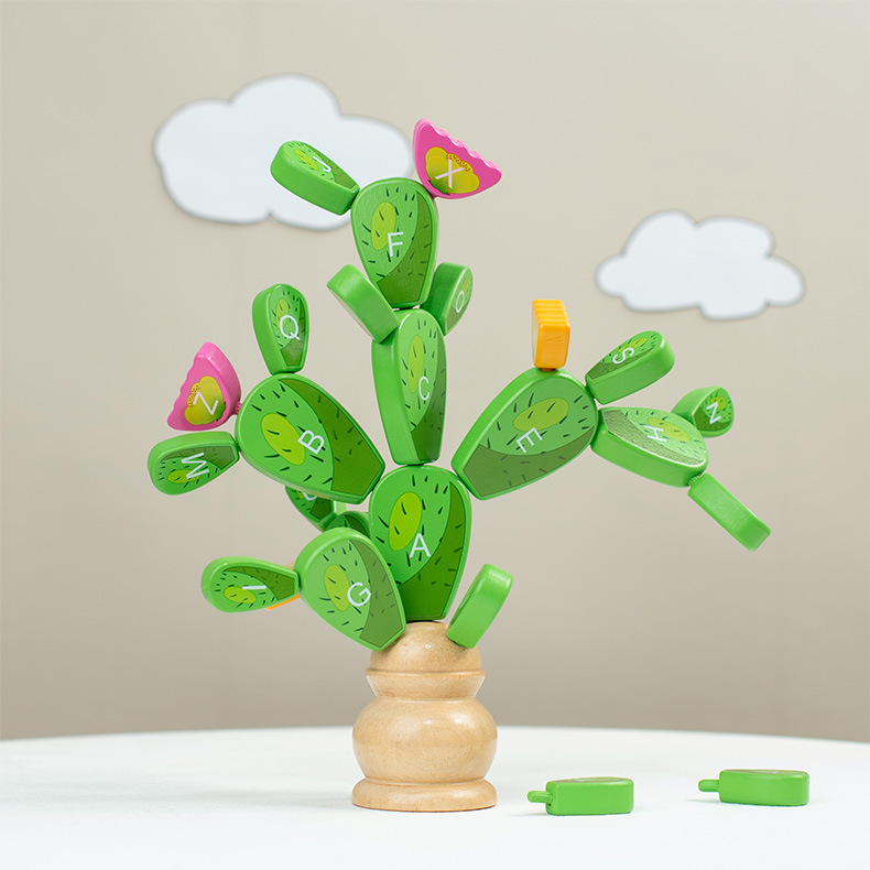 Children's Wooden Variety Cactus Immortal Ball Puzzle Building Blocks Montessori Early Education Puzzle Thinking Training Exercise Toy - Image 5