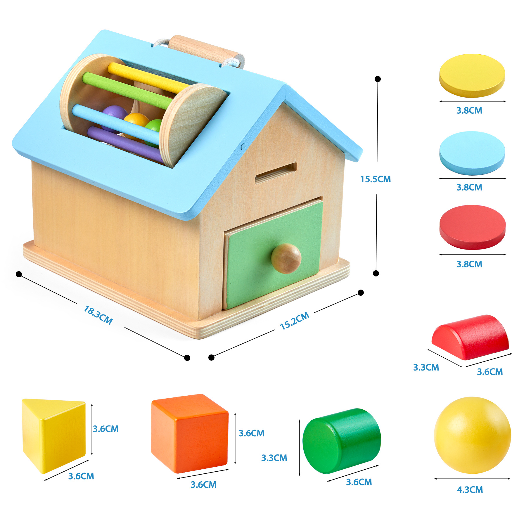 Montessori teaching aids 0-3 baby early education busy house wooden shape matching house drawer box puzzle toy - Image 5