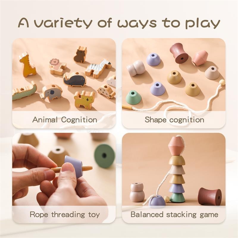 Montessori Children's Educational Toy Animal Lacing Beads 1-3 Years Wooden Baby Threading Toy - Image 3