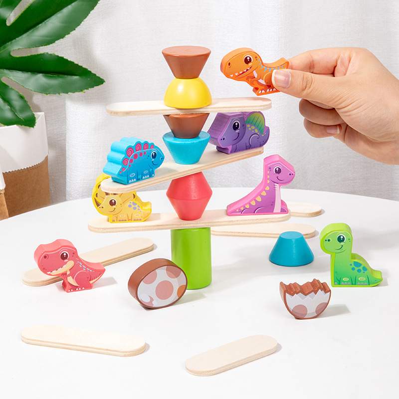 Children's Wooden Dinosaur Animal Stacking Music Balance Building Blocks Kindergarten Puzzle Toy - Image 3