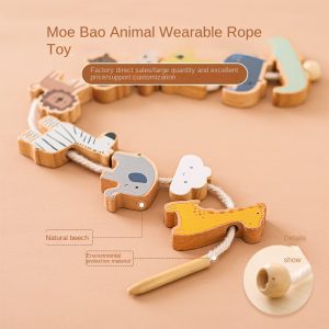 548993142 Montessori Children's Educational Toy Animal Lacing Beads 1-3 Years Wooden Baby Threading Toy