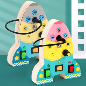 548993266 Rocket switch busy board children's early education puzzle LED light electronic switch power supply busy block toy