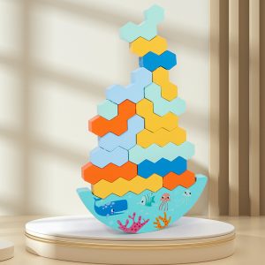 548993241 Wooden Swinging Stacking Music Balance Battle Table Game Children's Concentration Training Building Blocks Toy
