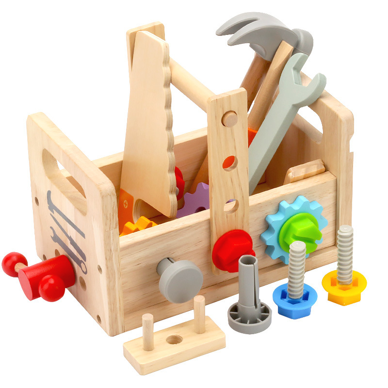 Children's wooden hand-held toolbox, screw and nut disassembly tool, desk tool, puzzle toy - Image 5
