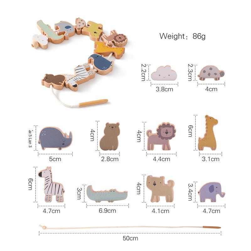 Montessori Children's Educational Toy Animal Lacing Beads 1-3 Years Wooden Baby Threading Toy - Image 7