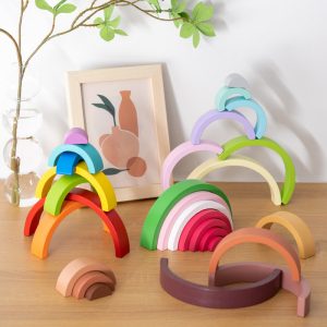 548993132 Wooden Rainbow Building Blocks for Children's Intellectual Development and Color Recognition Educational Toy