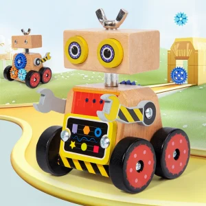 548993253 Wooden Montessori multifunctional gear assembly robot for children's hands-on training logic ability puzzle toy